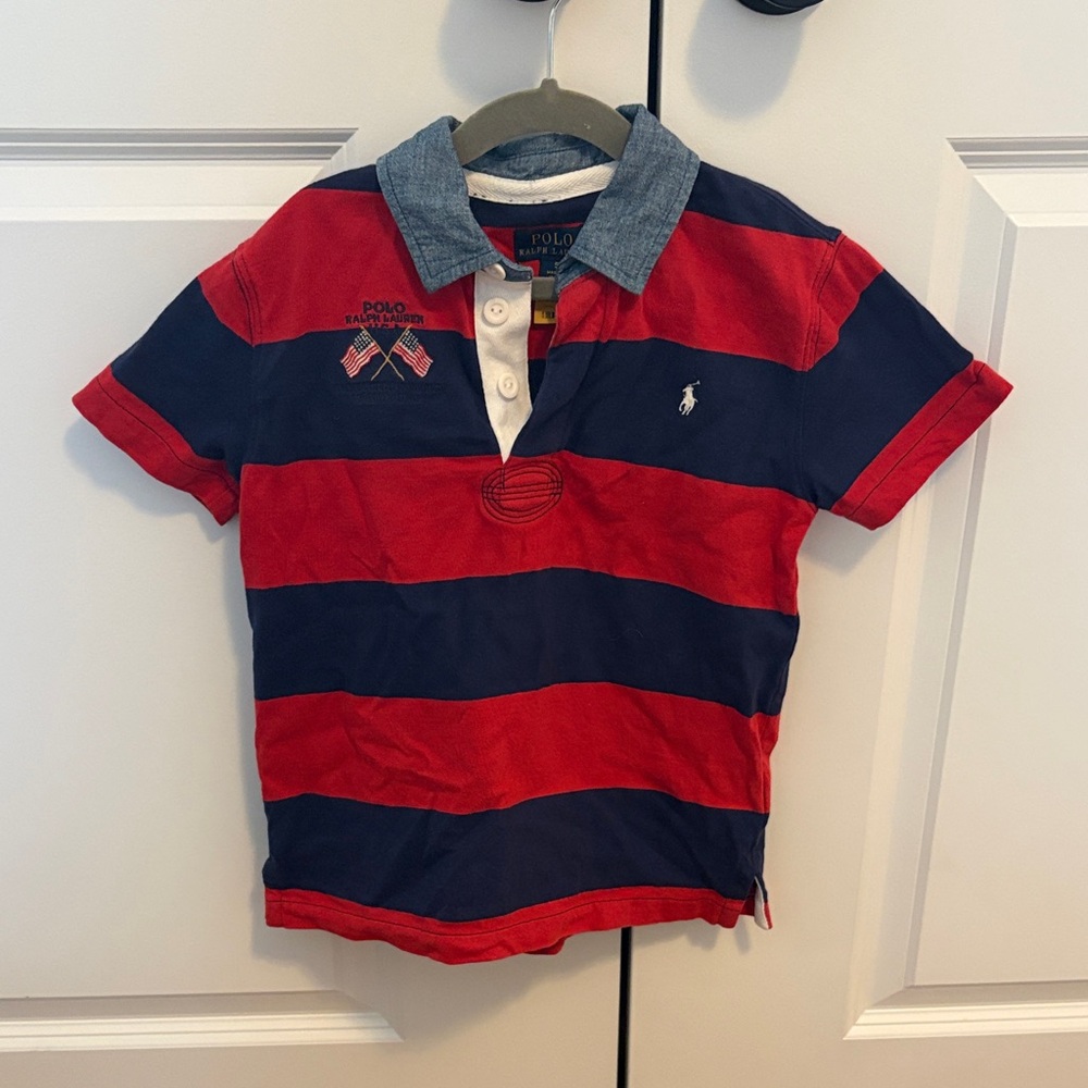 Polo by Ralph Lauren Kids Striped Red and Navy Polo